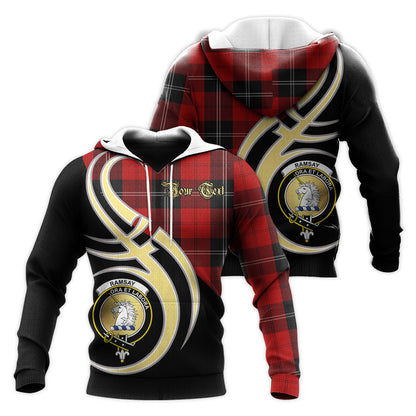 Printivon Ramsay Clan Believe In Me Crest Tartan Knitted Hoodie Custom Your Text