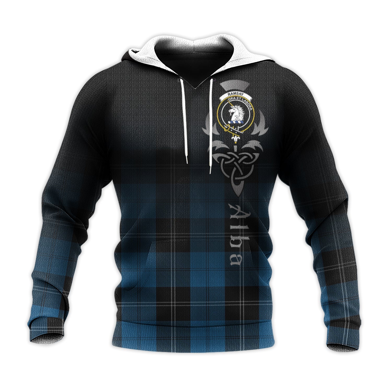 Printivon Ramsay Blue Hunting Tartan Crest Alba Celtic Hoodie