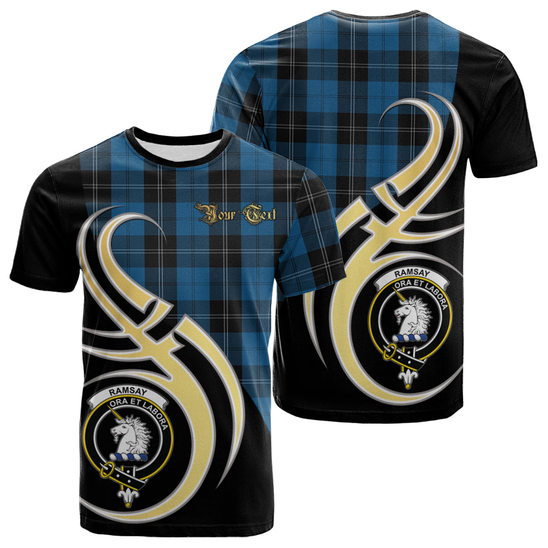 Printivon Ramsay Blue Hunting Tartan Crest Believe In Me T Shirt