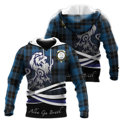 Printivon Ramsay Blue Hunting Tartan Scottish Lion Hoodie