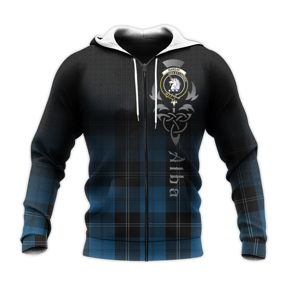 Printivon Ramsay Blue Hunting Tartan Crest Alba Celtic Hoodie