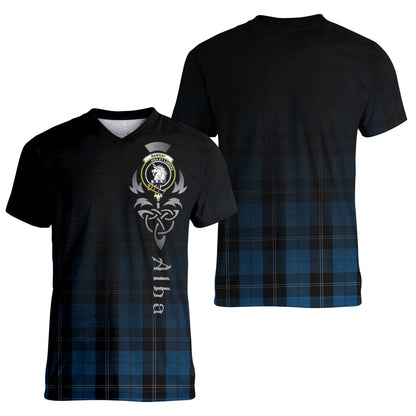 Printivon Ramsay Blue Hunting Tartan Crest Alba Celtic T Shirt