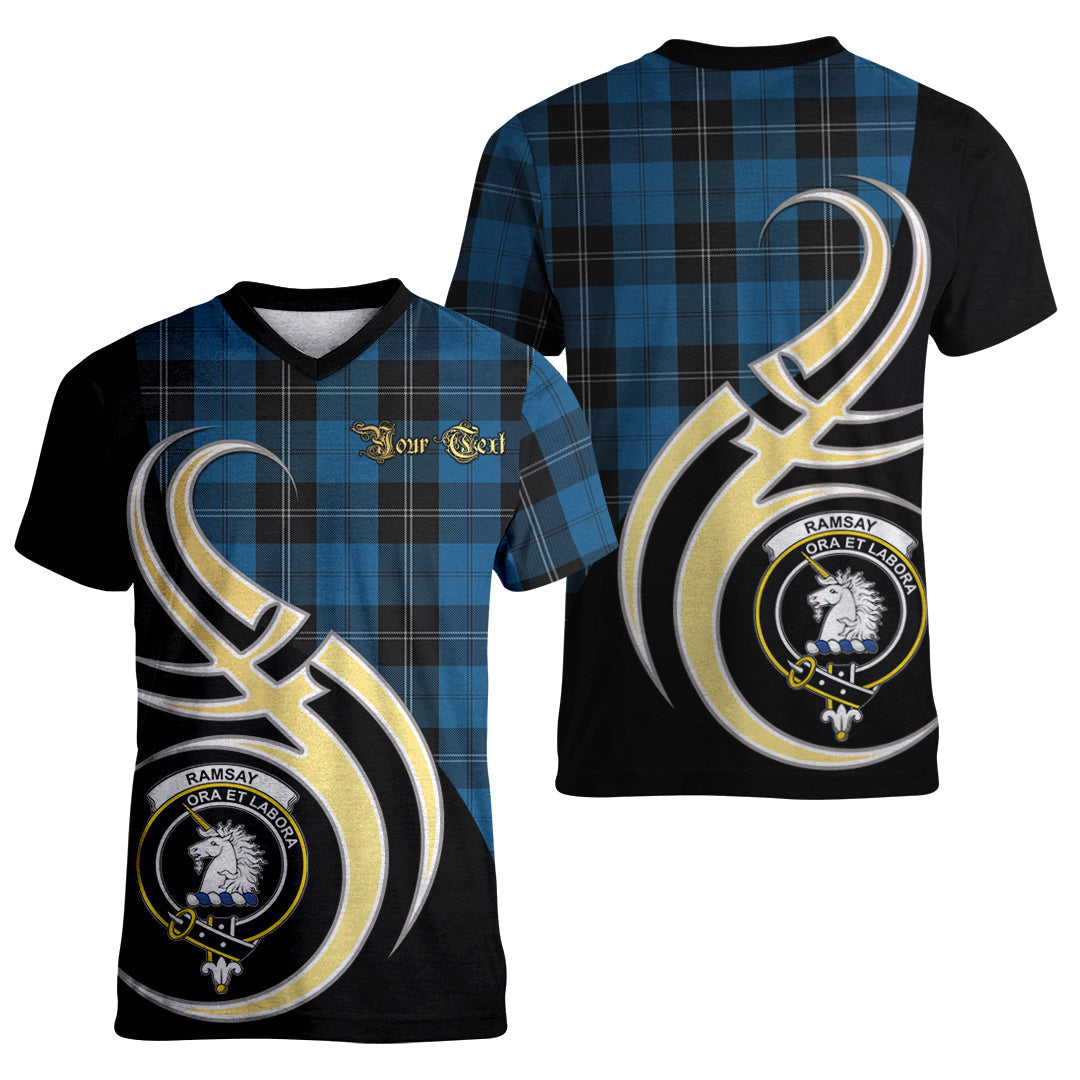 Printivon Ramsay Blue Hunting Tartan Crest Believe In Me T Shirt