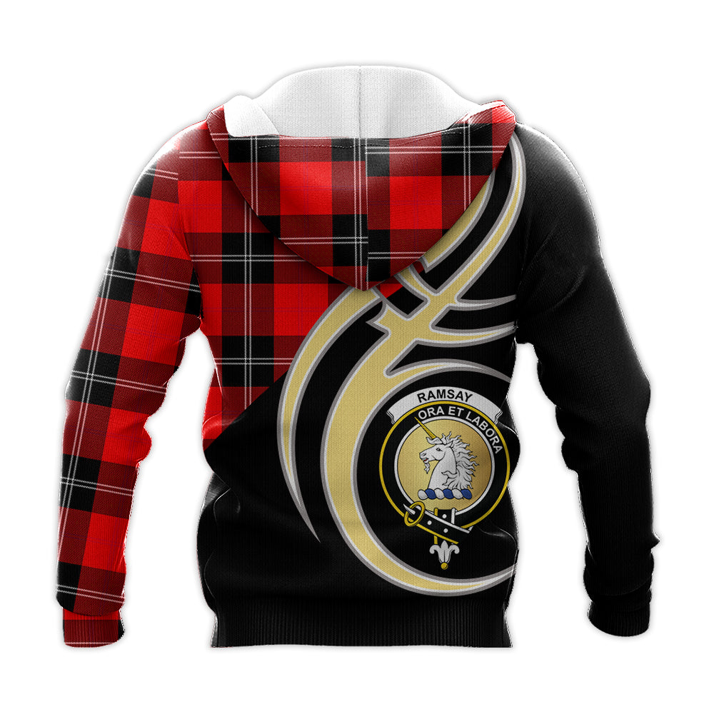 Printivon Ramsay Modern Clan Believe In Me Crest Tartan Knitted Hoodie Custom Your Text