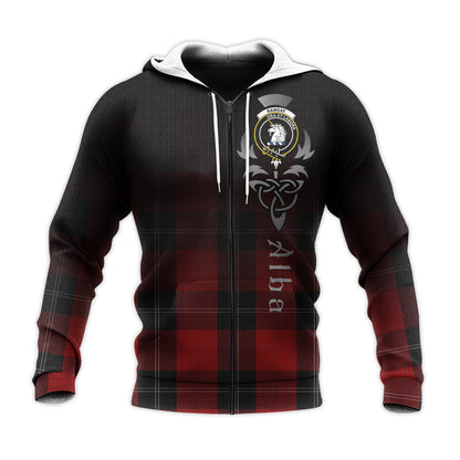 Printivon Ramsay Red Tartan Crest Alba Celtic Hoodie
