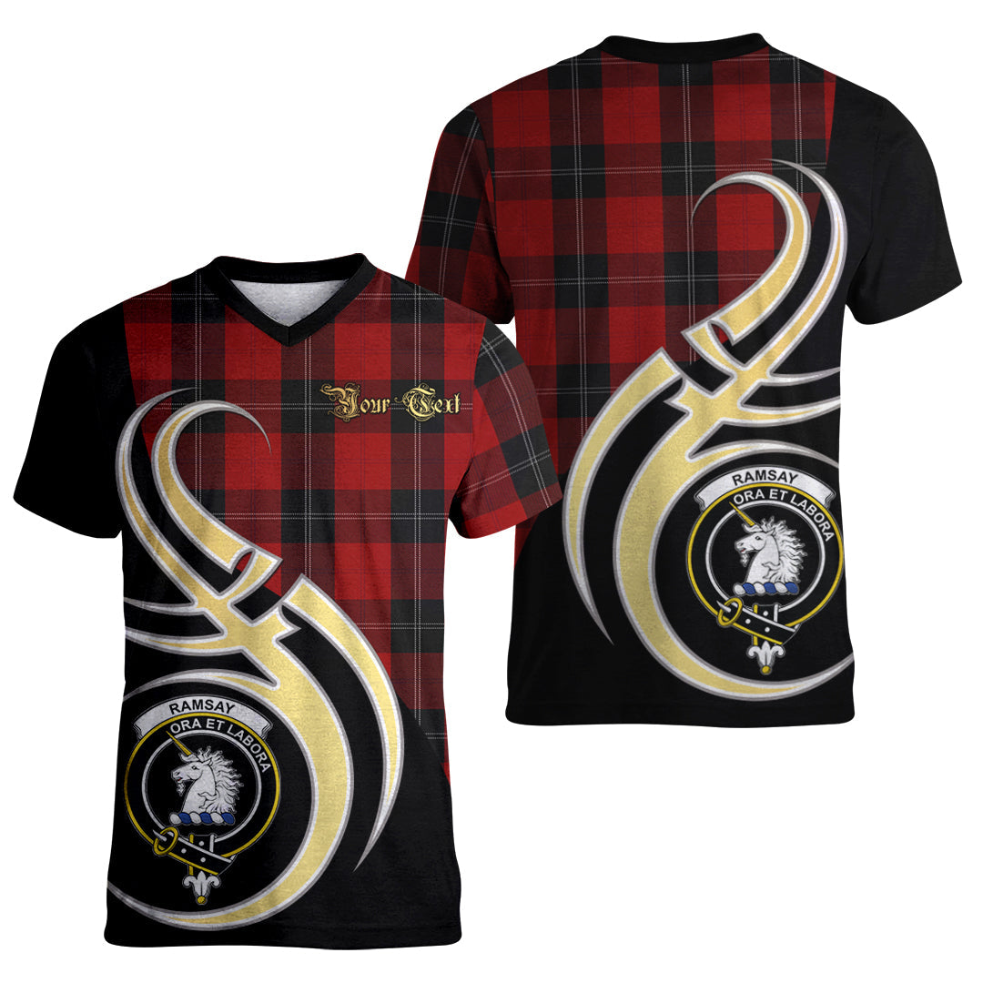 Printivon Ramsay Red Tartan Crest Believe In Me T Shirt