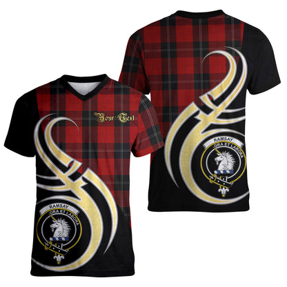 Printivon Ramsay Red Tartan Crest Believe In Me T Shirt