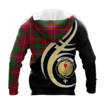 Printivon Rattray Clan Believe In Me Crest Tartan Knitted Hoodie Custom Your Text
