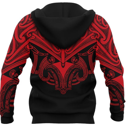 Maori Tattoo Hoodie Hei Matau Abalone Red
