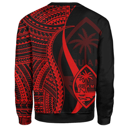 Guam Custom Personalised Sweatshirt Red Polynesian Tentacle Tribal Pattern