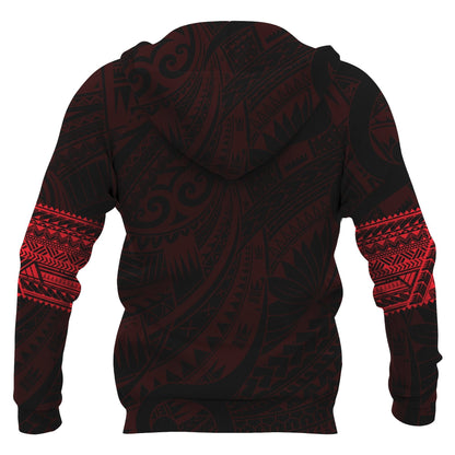 Aotearoa Maori Tattoo All Over Hoodie Red Version