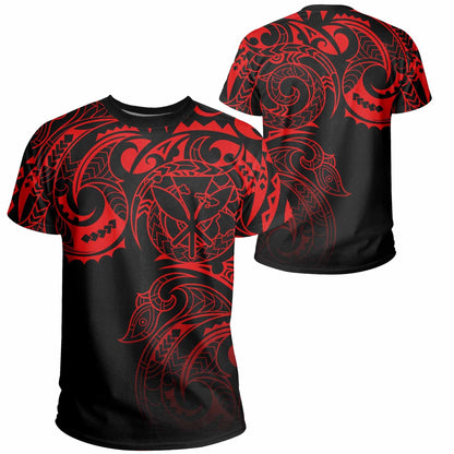 Hawaii Kanaka Polynesian Tribal T-Shirt Gradiant Style Red