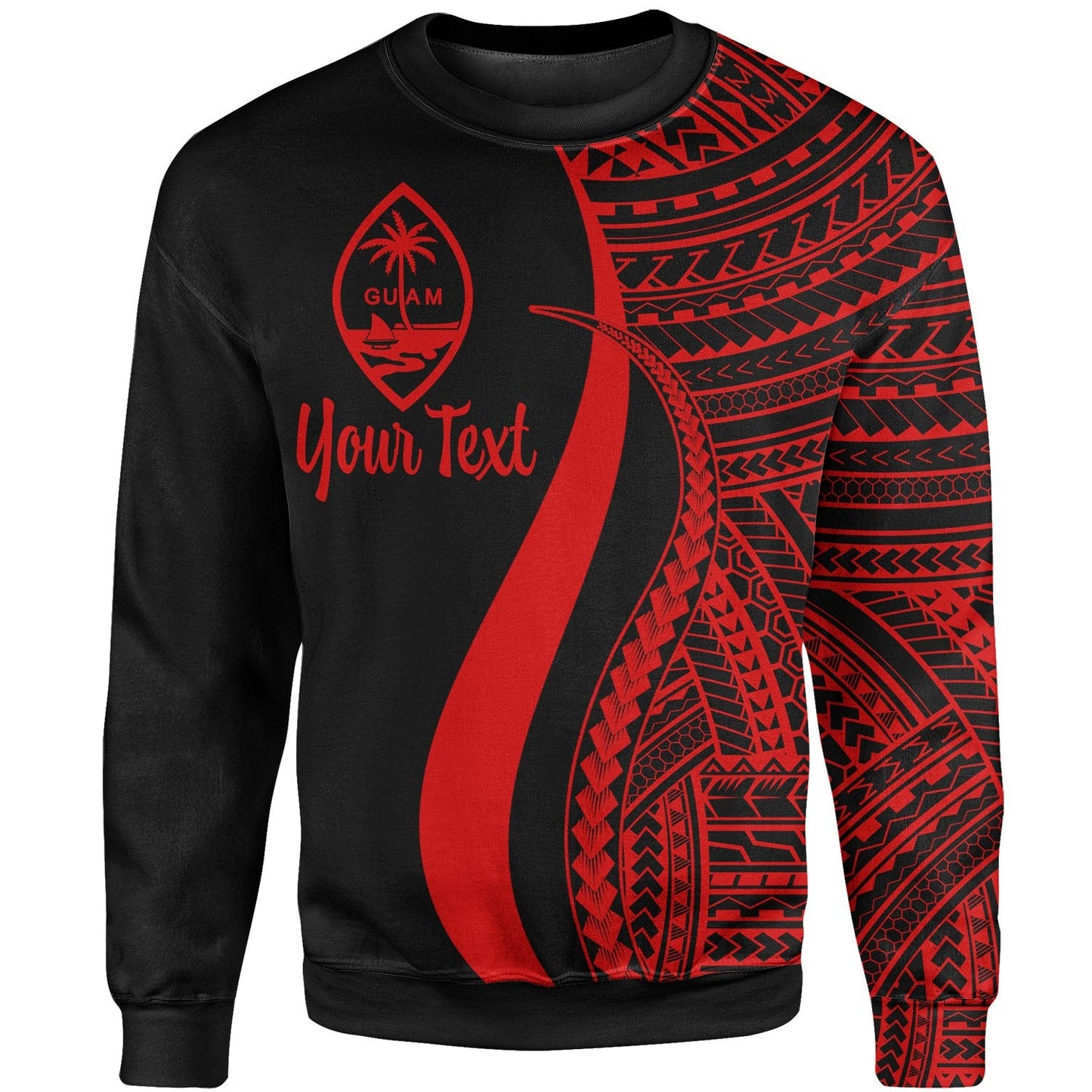 Guam Custom Personalised Sweatshirt Red Polynesian Tentacle Tribal Pattern