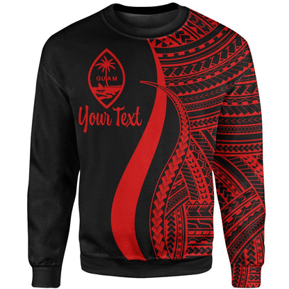 Guam Custom Personalised Sweatshirt Red Polynesian Tentacle Tribal Pattern