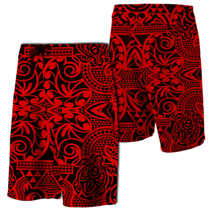 Hawaii Polynesian Tribal Turtle Board Shorts Red