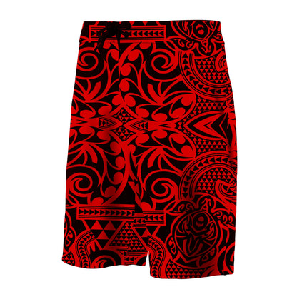 Hawaii Polynesian Tribal Turtle Board Shorts Red