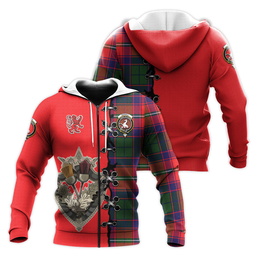 Printivon Riddell Tartan Hoodie Lion Rampant And Celtic Thistle Style