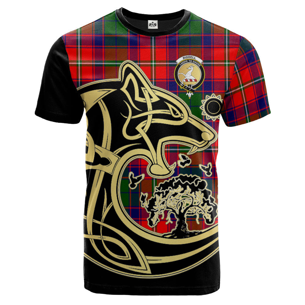 Printivon Riddell Crest Celtic Wolf Tartan T Shirt Custom Your Text