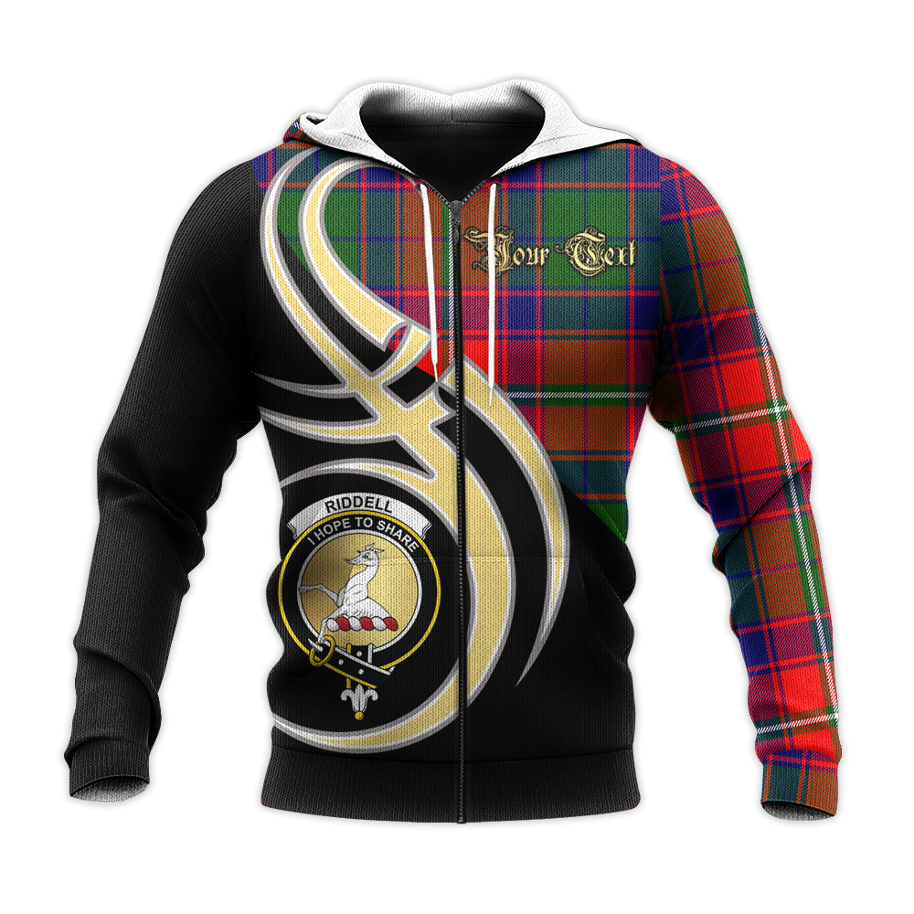 Printivon Riddell Clan Believe In Me Crest Tartan Knitted Hoodie Custom Your Text