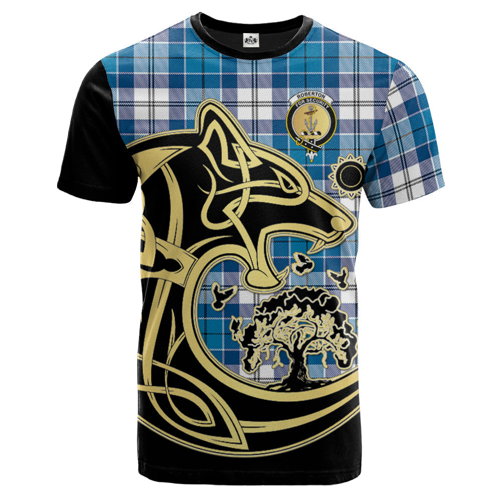 Printivon Roberton Crest Celtic Wolf Tartan T Shirt Custom Your Text