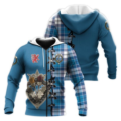 Printivon Roberton Tartan Hoodie Lion Rampant And Celtic Thistle Style