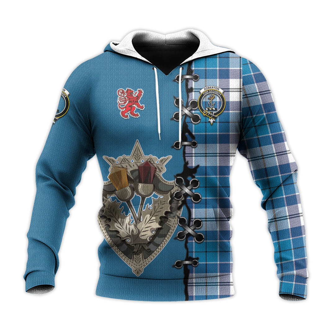 Printivon Roberton Tartan Hoodie Lion Rampant And Celtic Thistle Style
