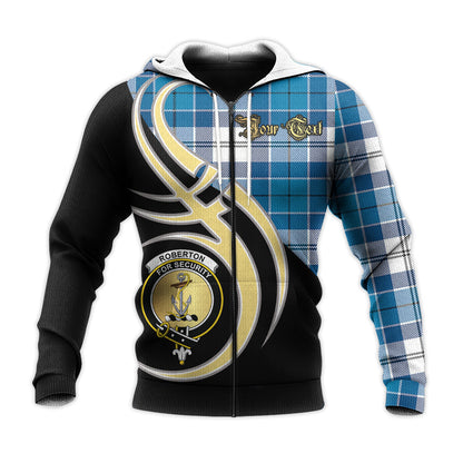 Printivon Roberton Clan Believe In Me Crest Tartan Knitted Hoodie Custom Your Text