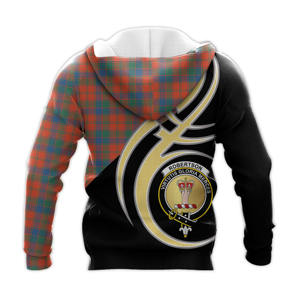 Printivon Robertson Ancient Clan Believe In Me Crest Tartan Knitted Hoodie Custom Your Text