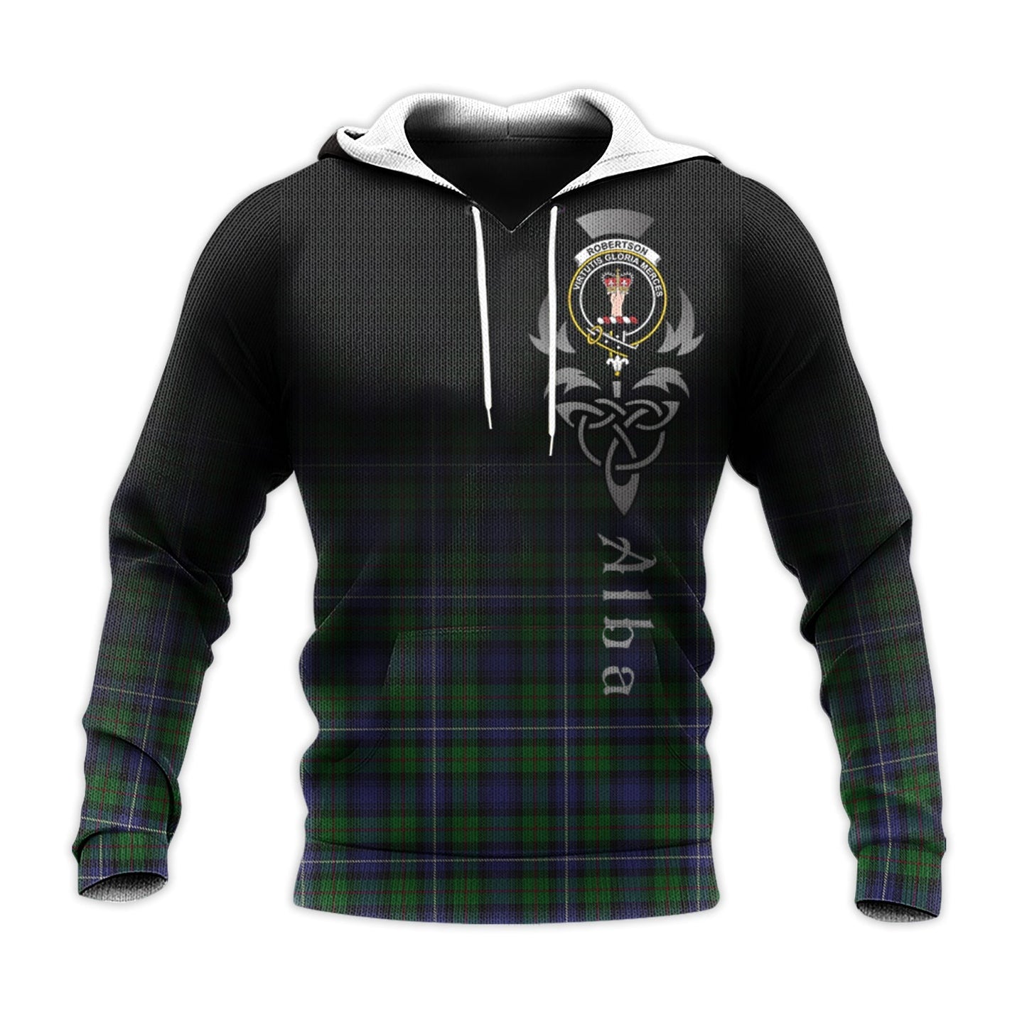 Printivon Robertson Hunting Tartan Crest Alba Celtic Hoodie