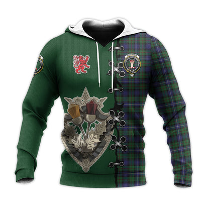 Printivon Robertson Hunting Tartan Hoodie Lion Rampant And Celtic Thistle Style