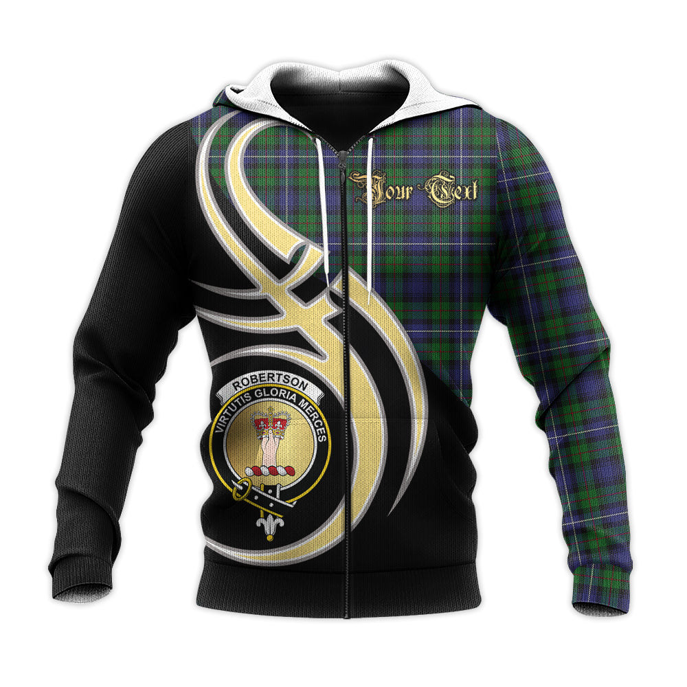 Printivon Robertson Hunting Clan Believe In Me Crest Tartan Knitted Hoodie Custom Your Text