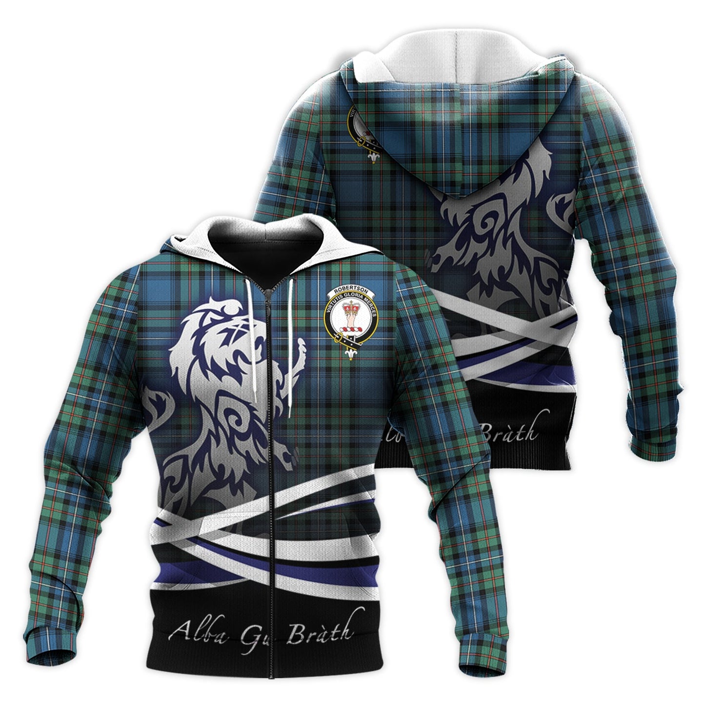 Printivon Robertson Hunting Ancient Tartan Scottish Lion Hoodie