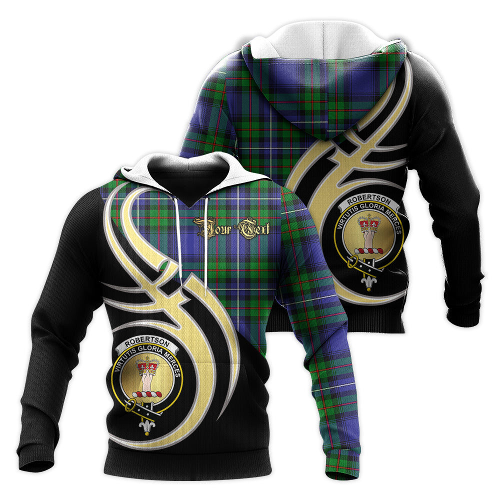 Printivon Robertson Hunting Modern Clan Believe In Me Crest Tartan Knitted Hoodie Custom Your Text
