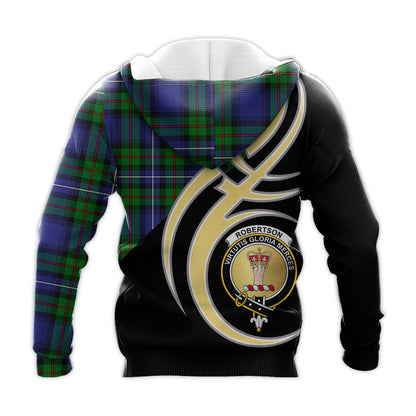 Printivon Robertson Hunting Modern Clan Believe In Me Crest Tartan Knitted Hoodie Custom Your Text