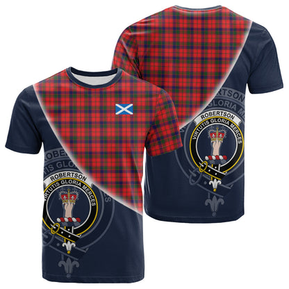 Printivon Robertson Modern Tartan Scottish Crest T Shirt