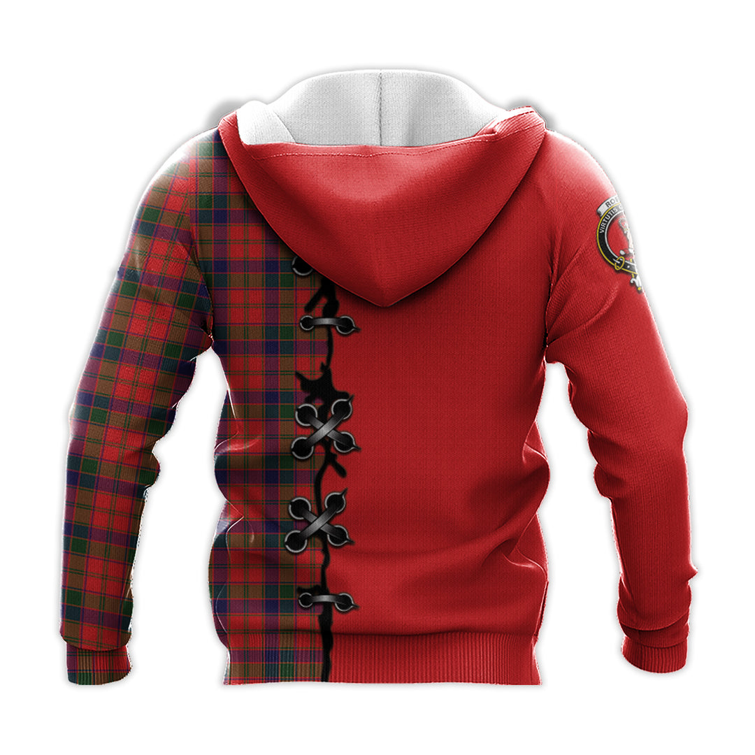 Printivon Robertson Modern Tartan Hoodie Lion Rampant And Celtic Thistle Style