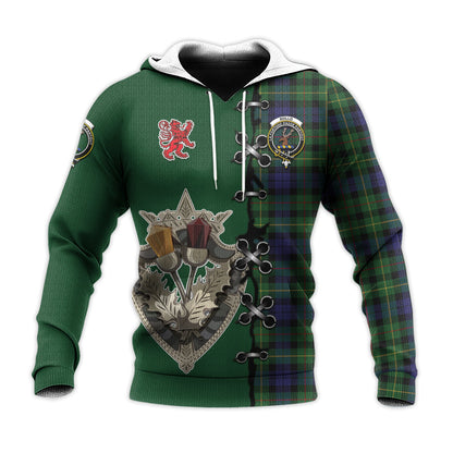 Printivon Rollo Tartan Hoodie Lion Rampant And Celtic Thistle Style