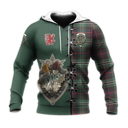 Printivon Rollo Hunting Tartan Hoodie Lion Rampant And Celtic Thistle Style