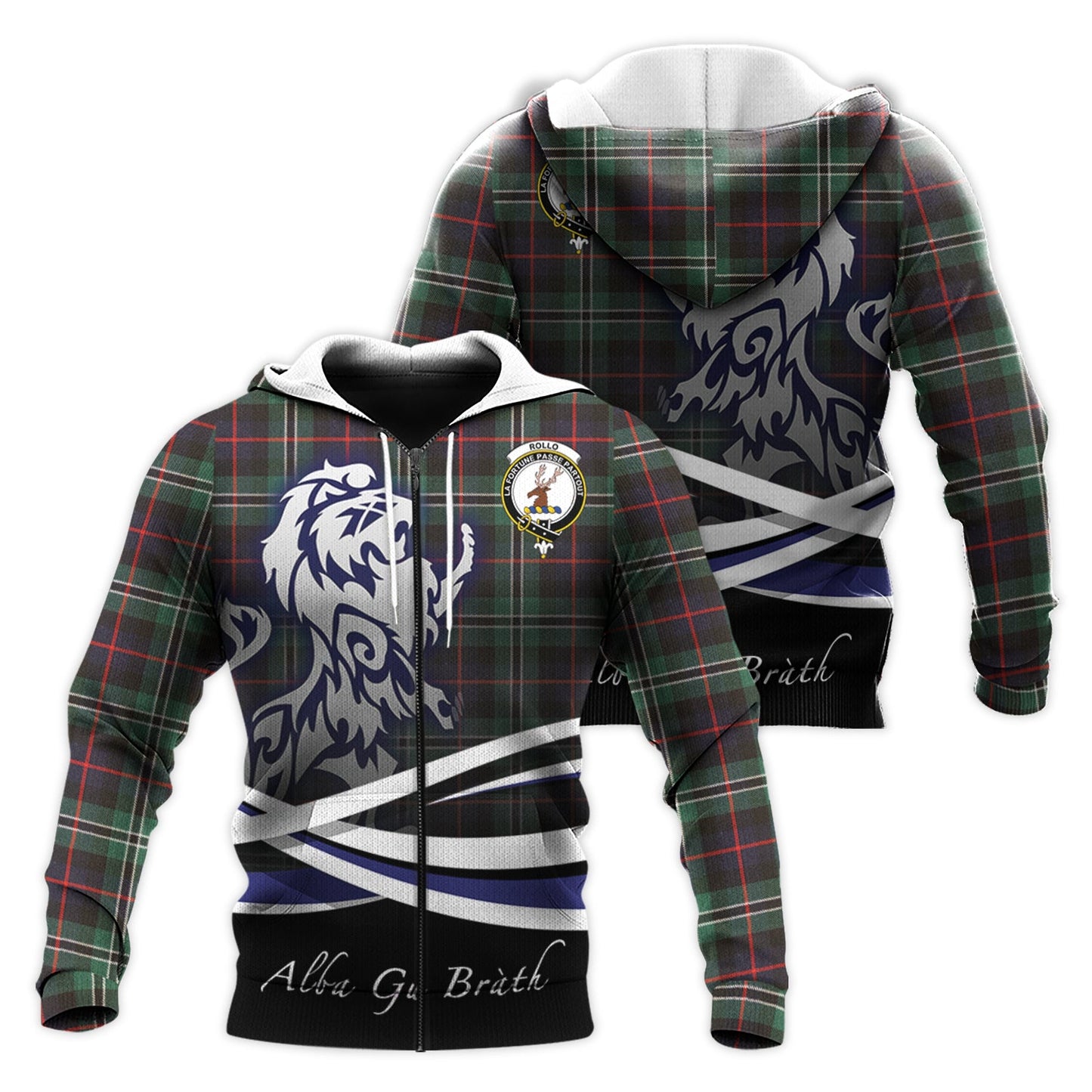 Printivon Rollo Hunting Tartan Scottish Lion Hoodie