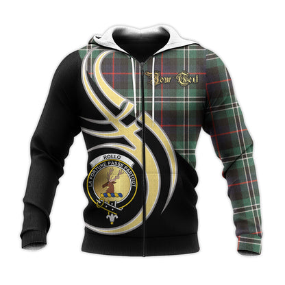 Printivon Rollo Hunting Clan Believe In Me Crest Tartan Knitted Hoodie Custom Your Text