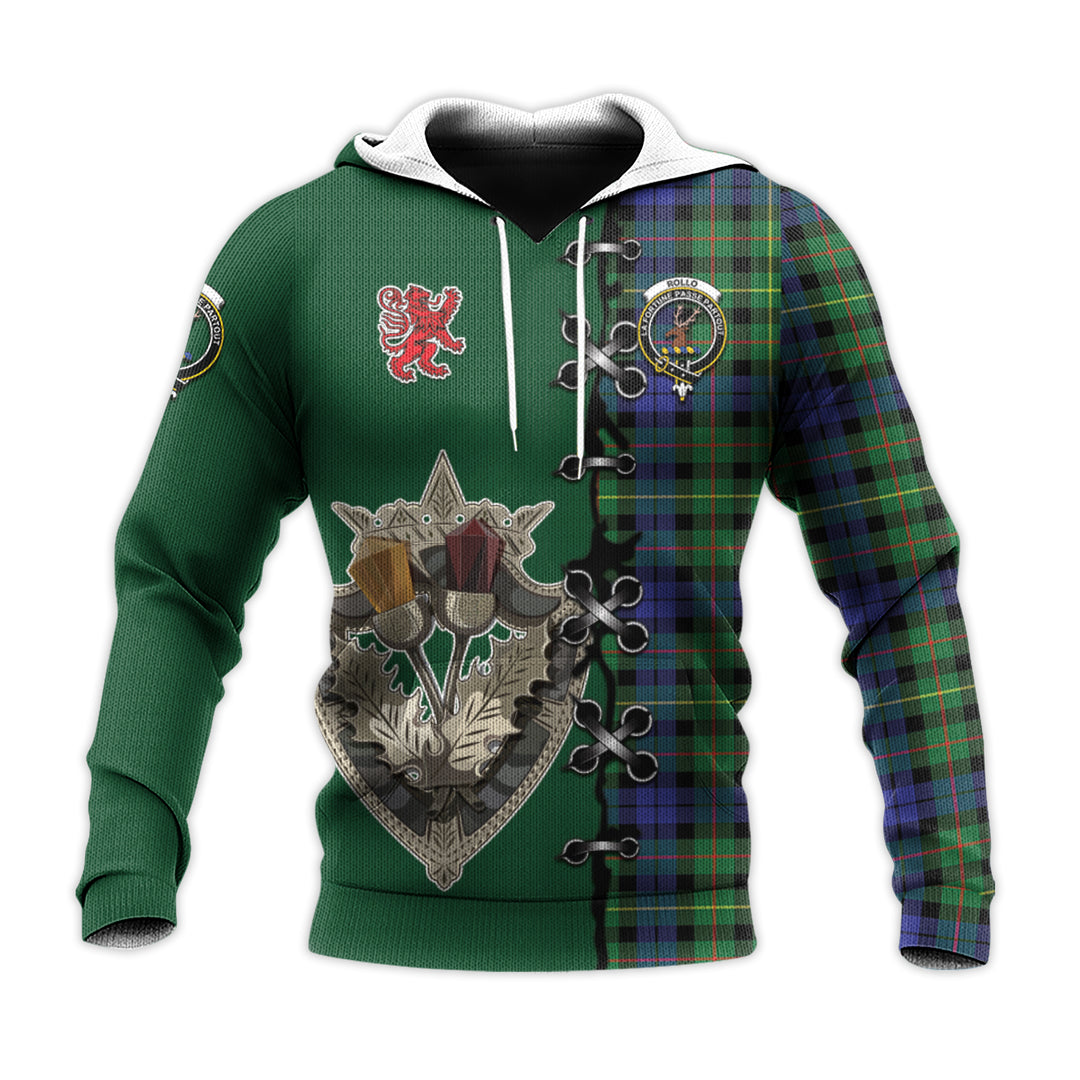 Printivon Rollo Modern Tartan Hoodie Lion Rampant And Celtic Thistle Style