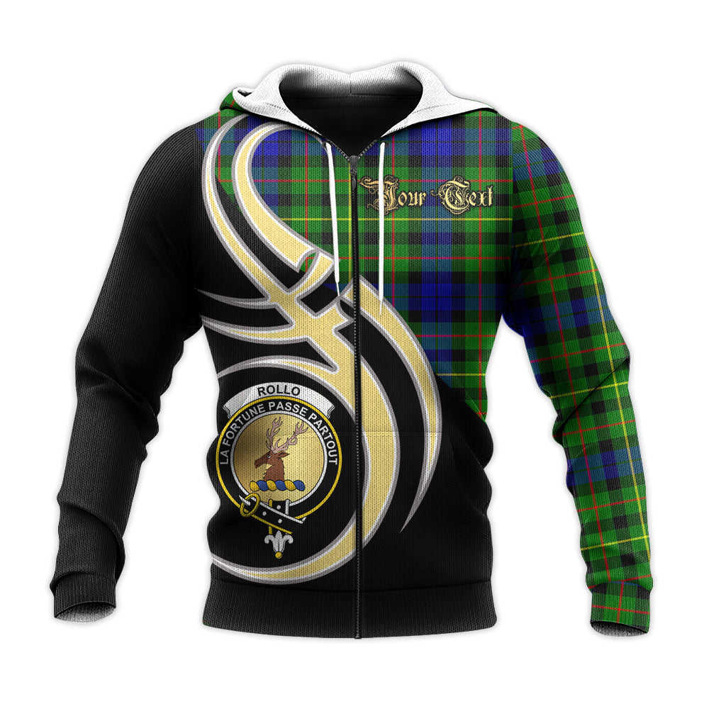 Printivon Rollo Modern Clan Believe In Me Crest Tartan Knitted Hoodie Custom Your Text