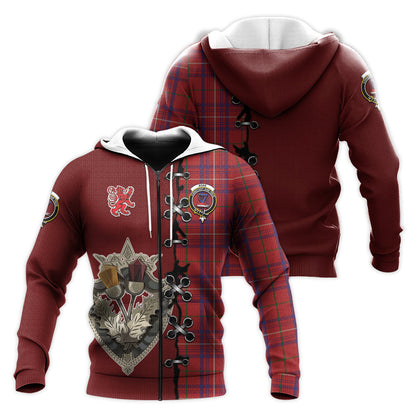 Printivon Rose Tartan Hoodie Lion Rampant And Celtic Thistle Style