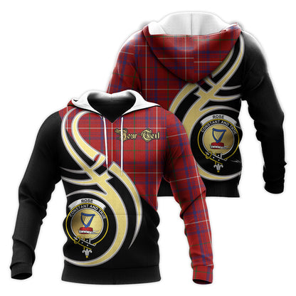 Printivon Rose Clan Believe In Me Crest Tartan Knitted Hoodie Custom Your Text