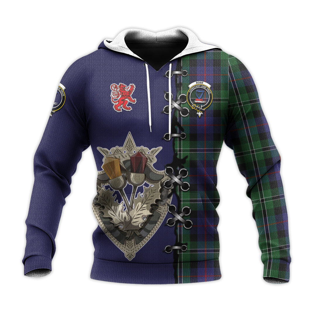 Printivon Rose Hunting Tartan Hoodie Lion Rampant And Celtic Thistle Style