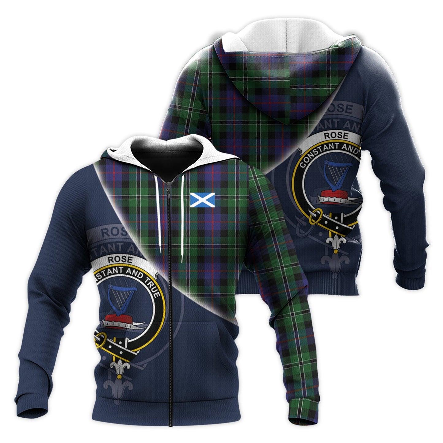 Printivon Rose Hunting Tartan Scottish Crest Hoodie