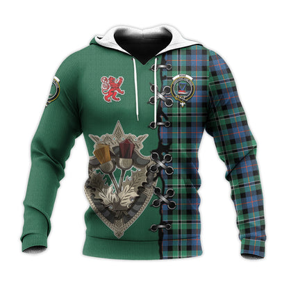 Printivon Rose Hunting Ancient Tartan Hoodie Lion Rampant And Celtic Thistle Style