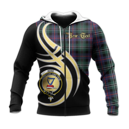 Printivon Rose Hunting Modern Clan Believe In Me Crest Tartan Knitted Hoodie Custom Your Text