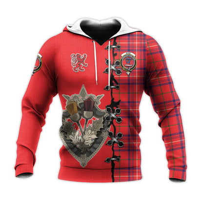 Printivon Rose Modern Tartan Hoodie Lion Rampant And Celtic Thistle Style