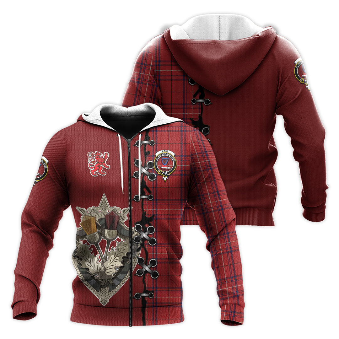 Printivon Rose Of Kilravock Tartan Hoodie Lion Rampant And Celtic Thistle Style